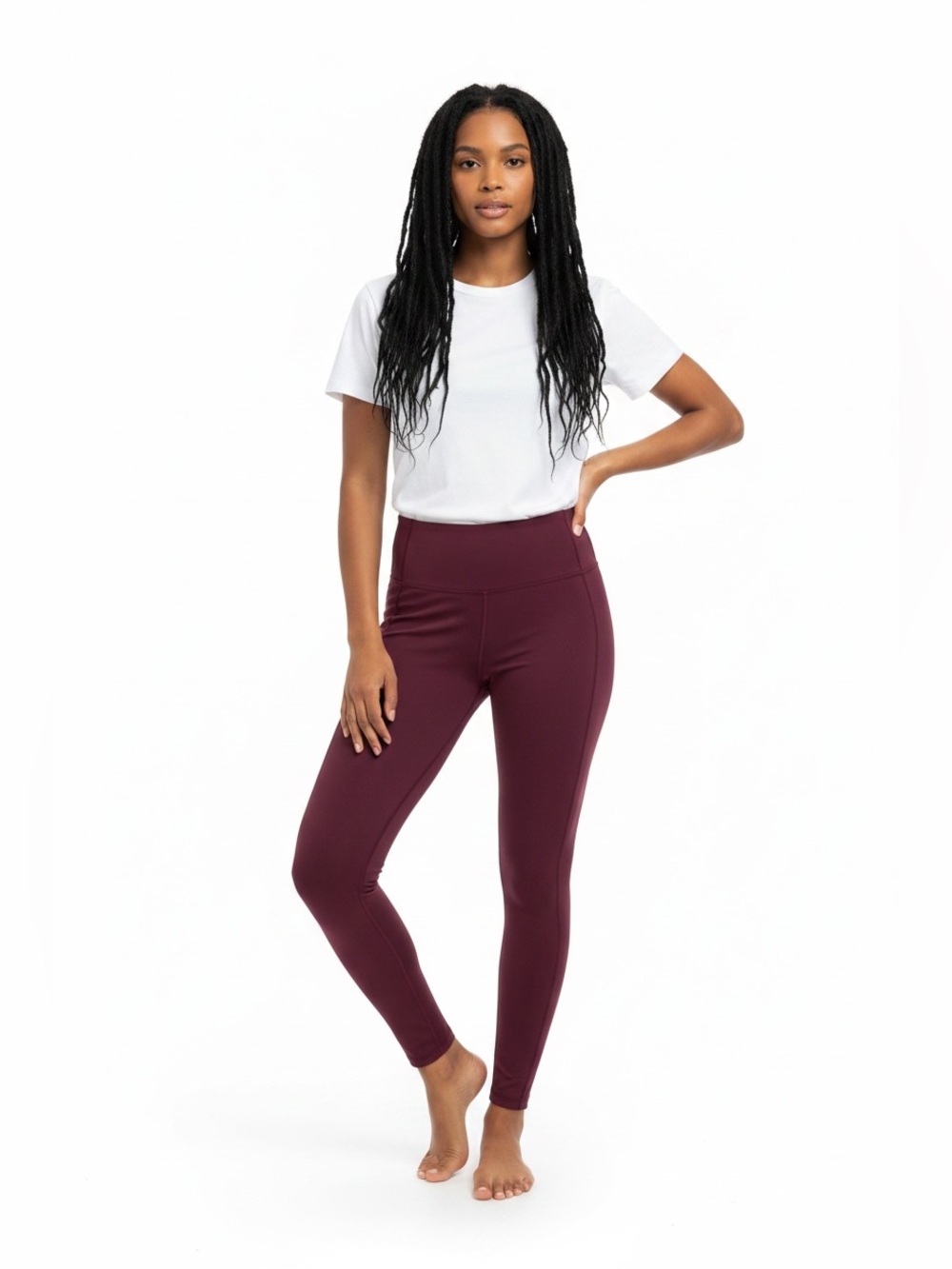 White House Black Market High-Waist Leggings Burgundy Business Casual SM